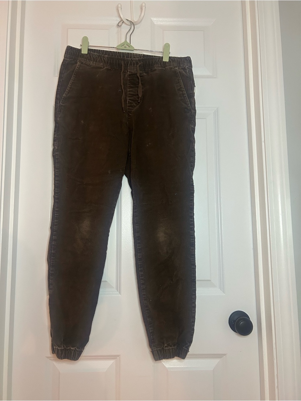 Women’s Brown corduroy Jogger Pants - Elastic Waist and Cuffs